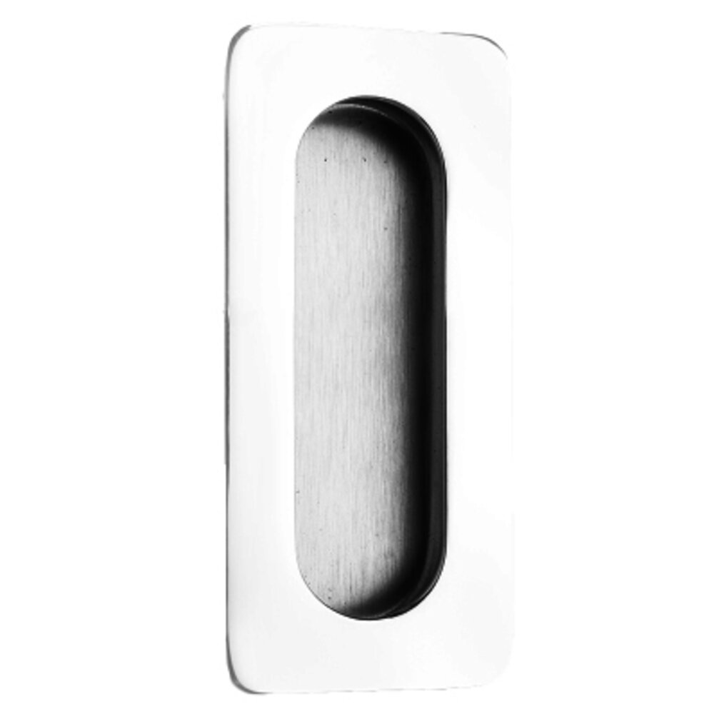 Linnea Hardware 4" Rectangular with Oblong Cut-Out Recessed Pull in Polished Stainless Steel