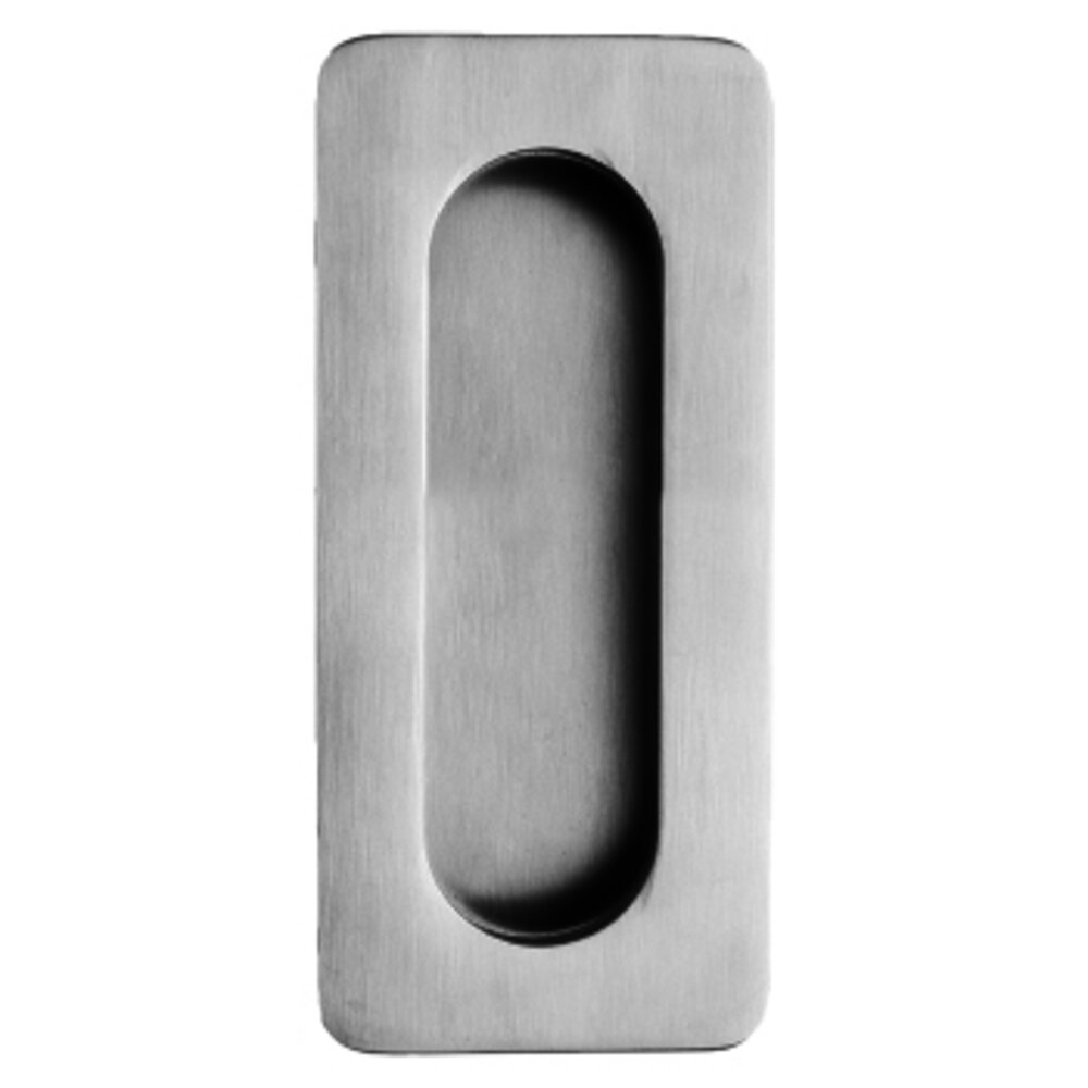 Linnea Hardware 4" Rectangular with Oblong Cut-Out Recessed Pull in Satin Stainless Steel