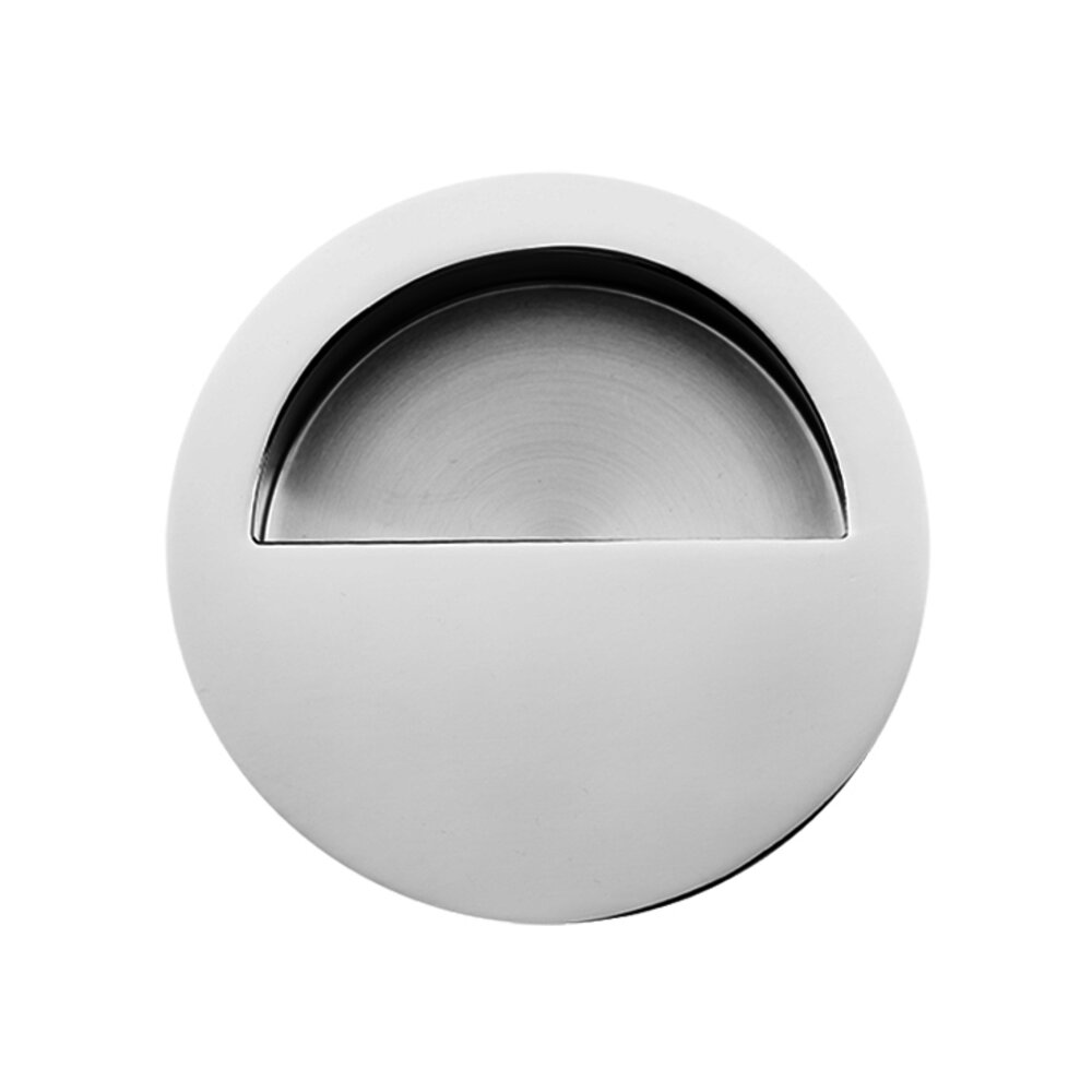Linnea Hardware 3 1/2" Diameter Recessed Pull with Half Moon in Polished Stainless Steel