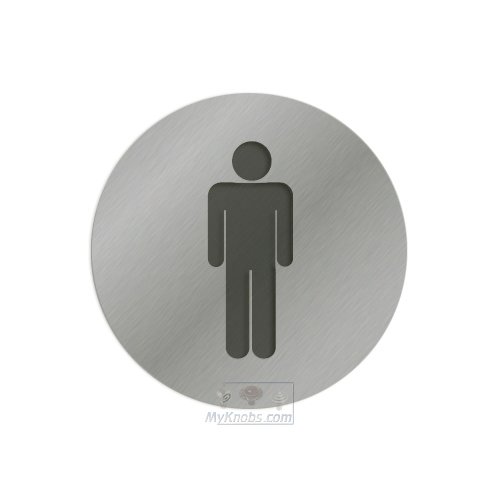 Linnea Hardware 3" Diameter Gentleman Bathroom Sign in Satin Stainless Steel