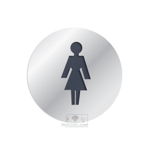 Linnea Hardware 3" Diameter Ladies Bathroom Sign in Polished Stainless Steel