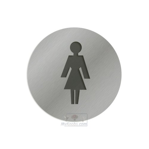 Linnea Hardware 3" Diameter Ladies Bathroom Sign in Satin Stainless Steel