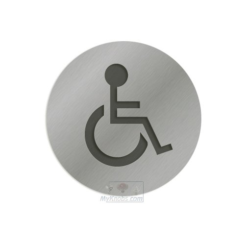 Linnea Hardware 3" Diameter Handicap Bathroom Sign in Satin Stainless Steel
