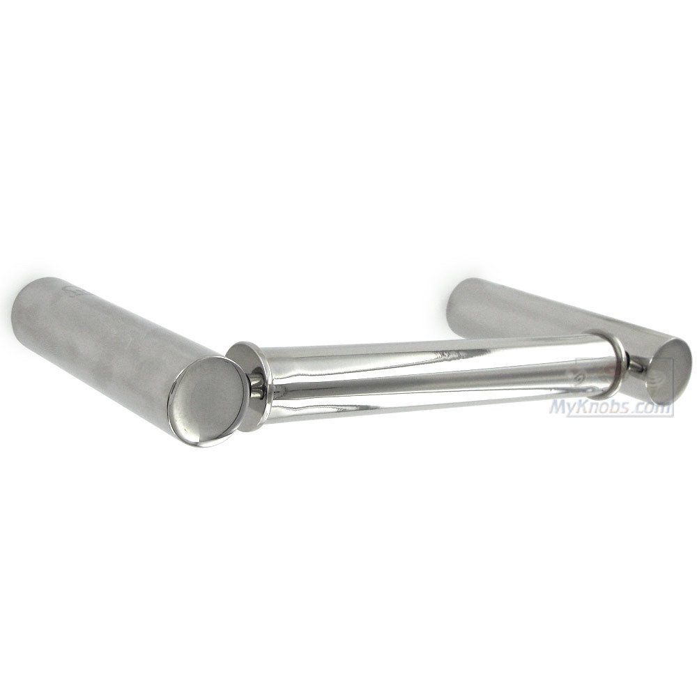 Linnea Hardware Toilet Roll Holder with Round Post in Polished Stainless Steel