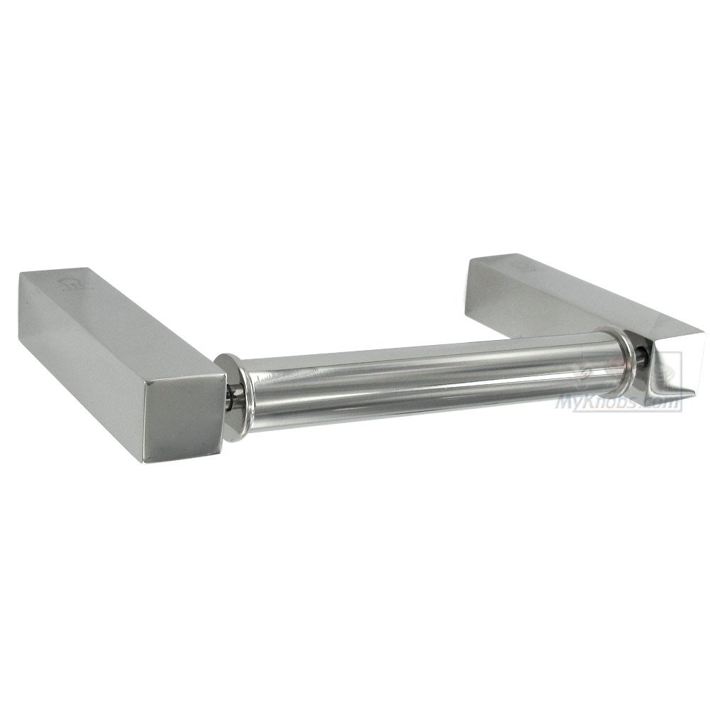 Linnea Hardware Toilet Roll Holder with Square Post in Polished Stainless Steel