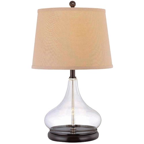 Contemporary Table Lamps 20 Tall, Clear Glass And Bronze Table Lamp