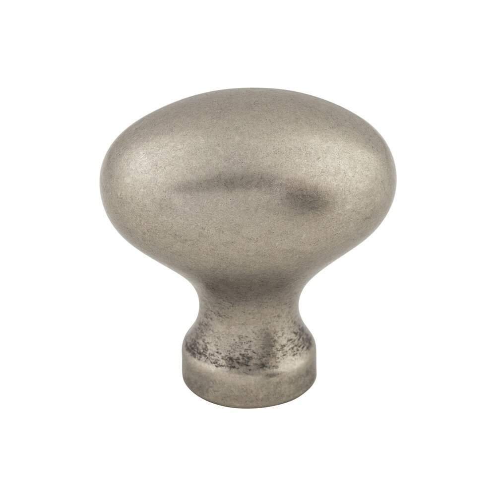 Top Knobs Egg 1 1/4" Long Oval Knob in Pewter Antique