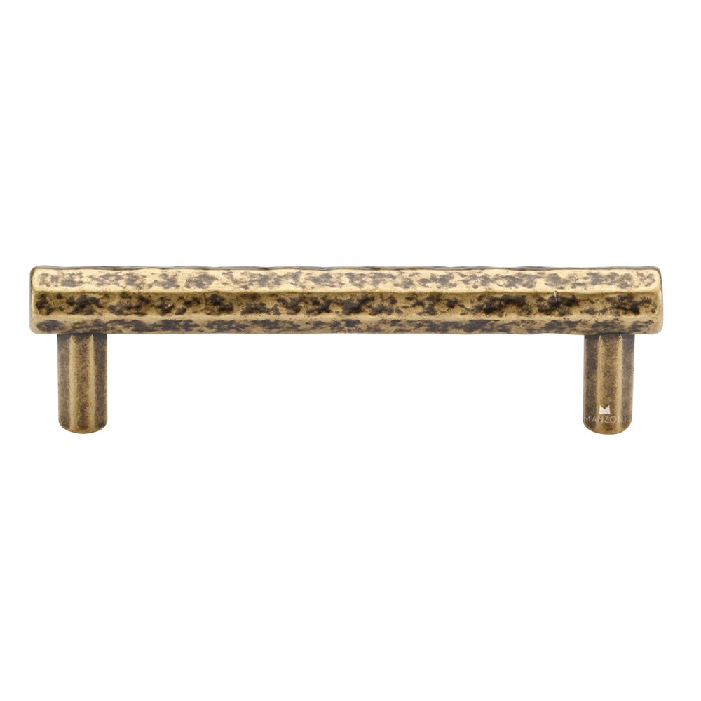 Manzoni Hardware 3 3/4" Centers Hammered Cabinet Pull in Antique Florence