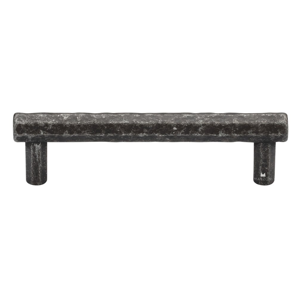 Manzoni Hardware 3 3/4" Centers Hammered Cabinet Pull in Vintage Black Iron