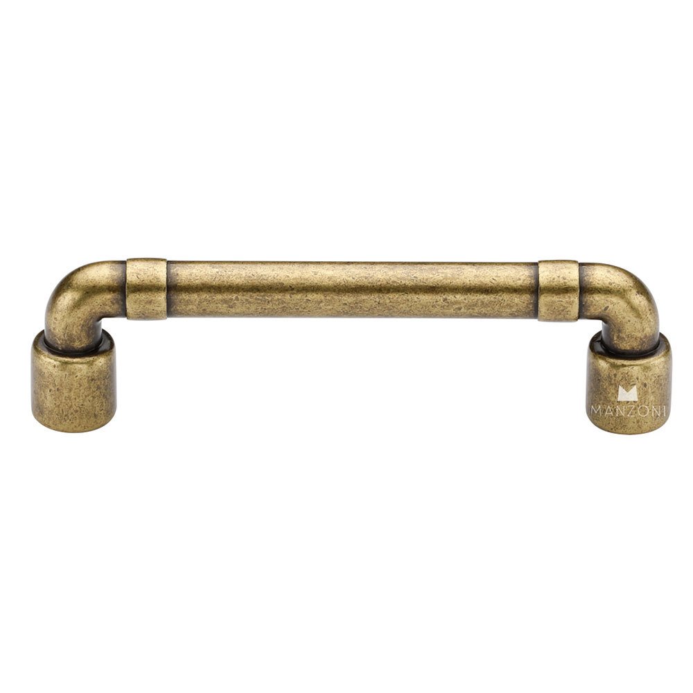 Manzoni Hardware 3 3/4" Centers Pipe Cabinet Pull in Antique Florence