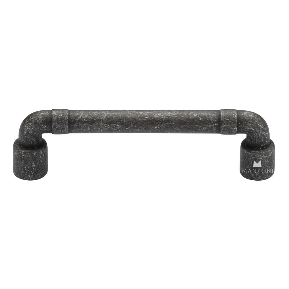 Manzoni Hardware 3 3/4" Centers Pipe Cabinet Pull in Vintage Black Iron