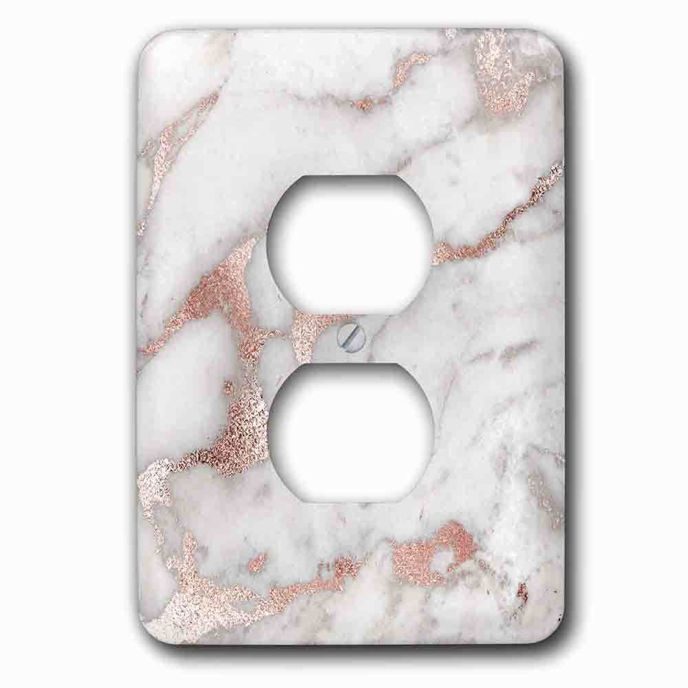 Jazzy Wallplates Single Duplex Outlet With Image Of Chic Gray Trendy Copper Rose Gold Marble Agate Gemstone Rock Quartz