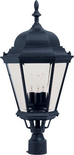 Maxim Lighting 13" Cast 3-Light Outdoor Pole/Post Lantern in Black