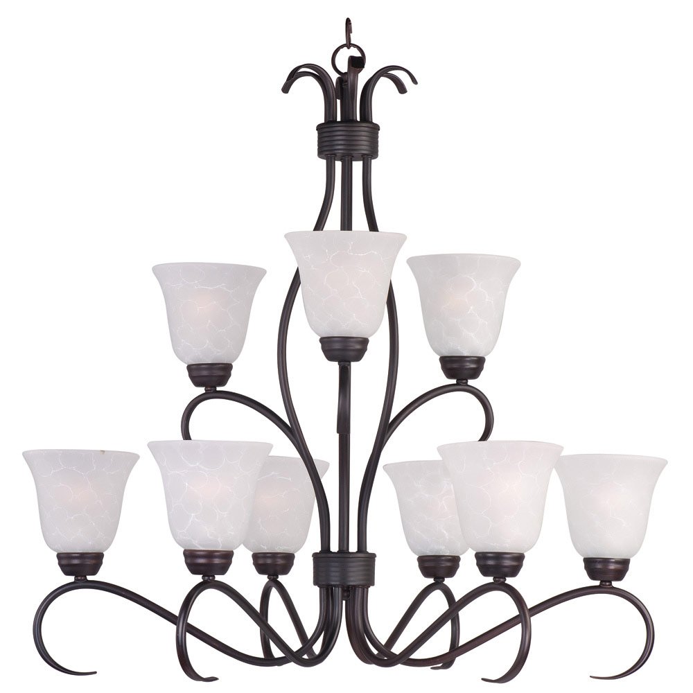 Maxim Lighting 9 Light Chandelier in Oil Rubbed Bronze with Ice Glass