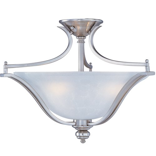 Maxim Lighting 20" 3-Light Semi-Flush Mount Fixture in Satin Silver with Ice Glass
