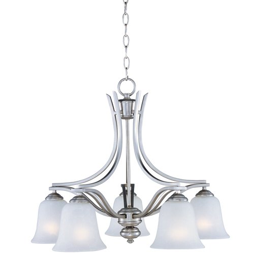 Maxim Lighting 25" 5-Light Down Light Chandelier in Satin Silver with Ice Glass