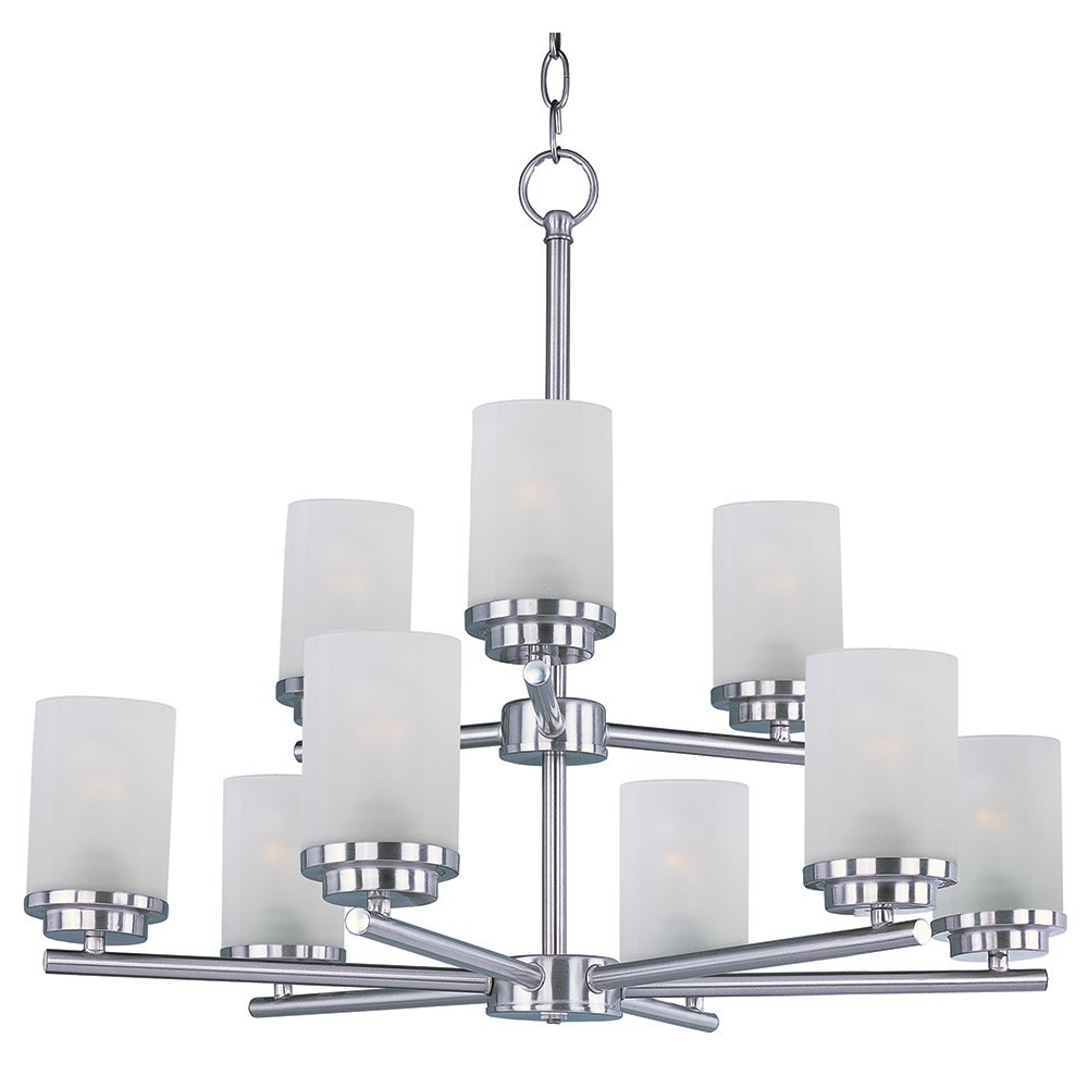 Maxim Lighting 9 Light Chandelier in Satin Nickel with Frosted Glass