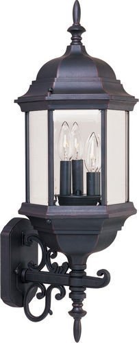 Maxim Lighting 9 1/2" 3-Light Outdoor Wall Mount in Empire Bronze with Clear Glass