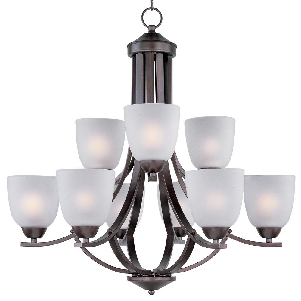 Maxim Lighting 9 Light Chandelier in Oil Rubbed Bronze with Frosted Glass
