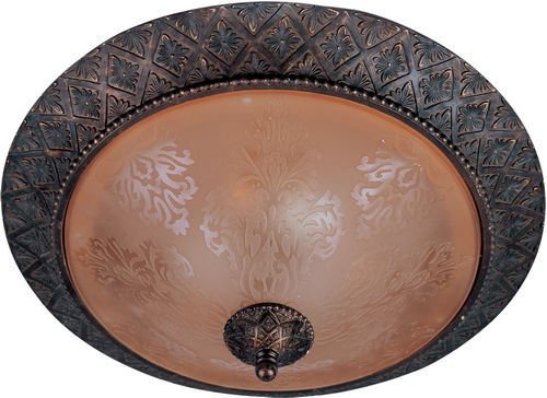Maxim Lighting 19" 2-Light Flush Mount in Oil Rubbed Bronze with Screen Amber Glass
