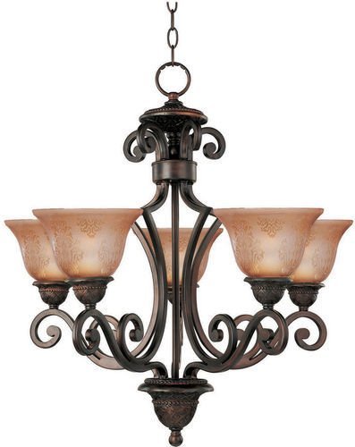 Maxim Lighting 26" 5-Light Chandelier in Oil Rubbed Bronze with Screen Amber Glass
