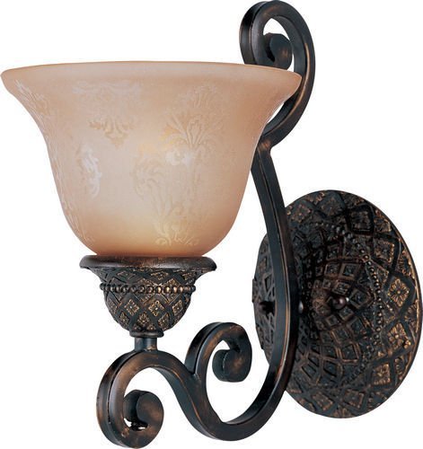 Maxim Lighting 7" 1-Light Wall Sconce in Oil Rubbed Bronze with Screen Amber Glass
