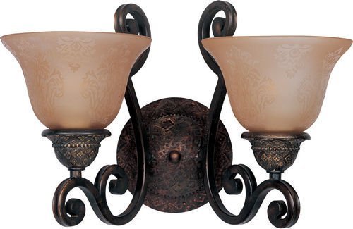 Maxim Lighting 16" 2-Light Wall Sconce in Oil Rubbed Bronze with Screen Amber Glass