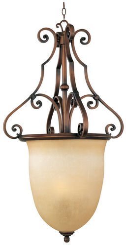 Maxim Lighting 22" 3-Light Entry Foyer Pendant in Weathered Copper with Mocha Cloud Glass