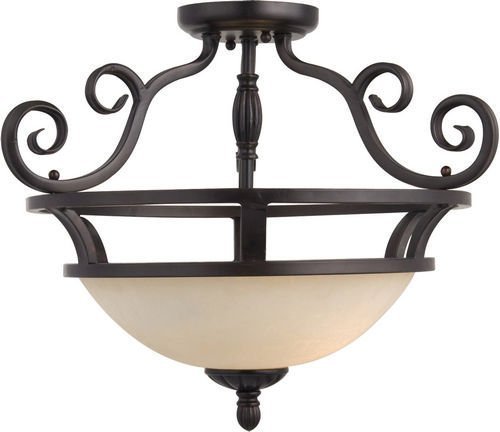 Maxim Lighting 19 1/2" 2-Light Semi-Flush Mount in Oil Rubbed Bronze with Frosted Ivory Glass