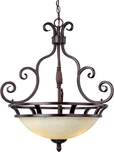 Maxim Lighting 23" 3-Light Invert Bowl Pendant in Oil Rubbed Bronze with Frosted Ivory Glass