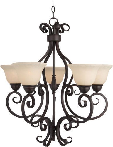 Maxim Lighting 25 1/2" 5-Light Chandelier in Oil Rubbed Bronze with Frosted Ivory Glass