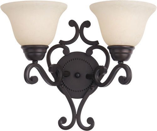 Maxim Lighting 15 1/2" 2-Light Wall Sconce in Oil Rubbed Bronze with Frosted Ivory Glass