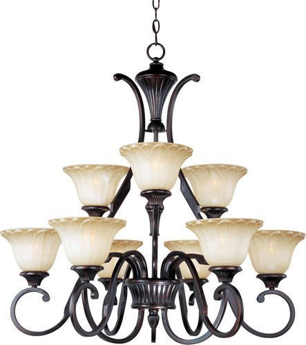 Maxim Lighting 31 1/2" 9-Light Chandelier in Oil Rubbed Bronze with Wilshire Glass