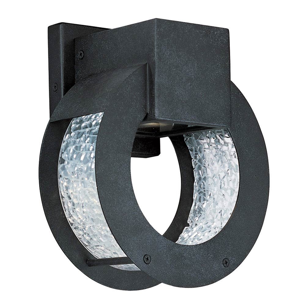 Maxim Lighting Opus LED Outdoor Small Wall Lantern in Black Oxide with Krackle Glass Glass