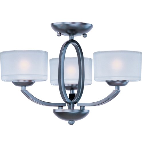 Maxim Lighting 17" 3-Light Semi-Flush Mount Fixture in Oil Rubbed Bronze with Frosted Glass