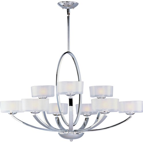 Maxim Lighting 37" 9-Light Multi-Tier Chandelier in Polished Chrome with Frosted Glass