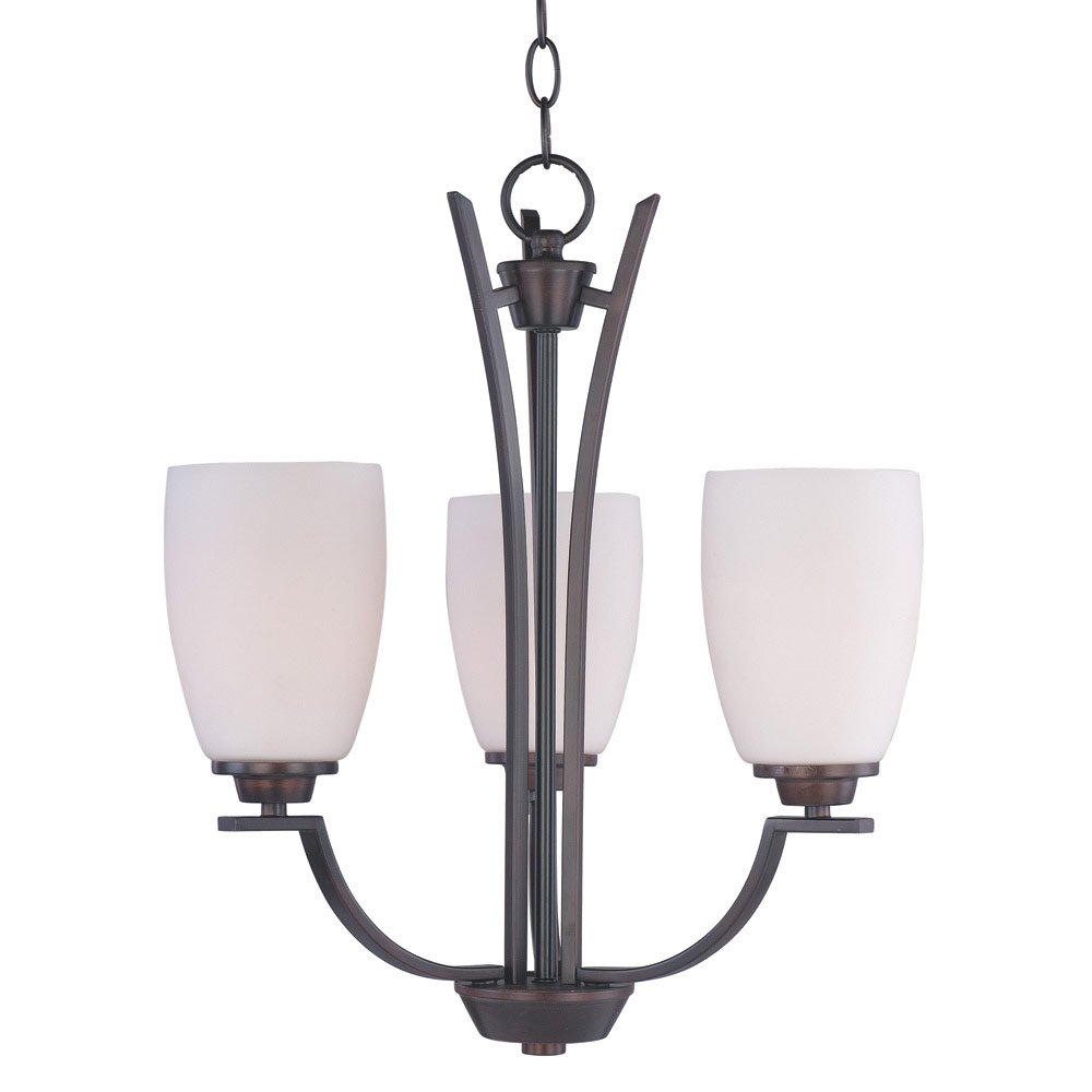 Maxim Lighting 3 Light Chandelier in Oil Rubbed Bronze with Satin White Glass