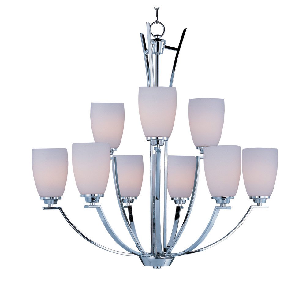 Maxim Lighting 9 Light Chandelier in Polished Chrome with Satin White Glass