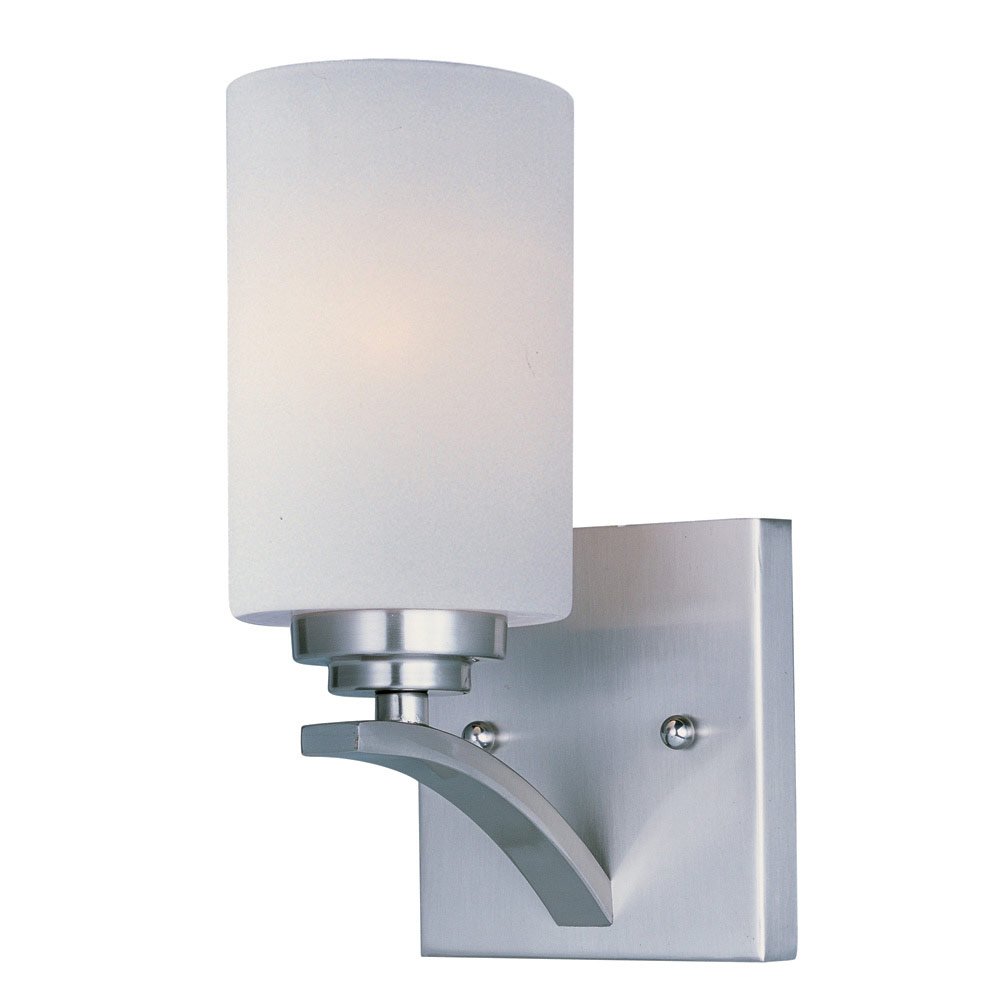 Maxim Lighting Single Light Wall Sconce in Satin Nickel with Satin White Glass