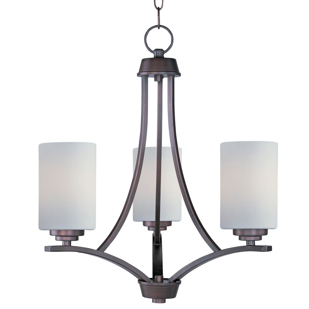 Maxim Lighting 3 Light Chandelier in Oil Rubbed Bronze with Satin White Glass