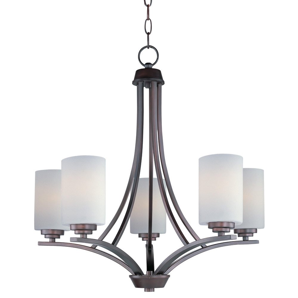 Maxim Lighting 5 Light Chandelier in Oil Rubbed Bronze with Satin White Glass