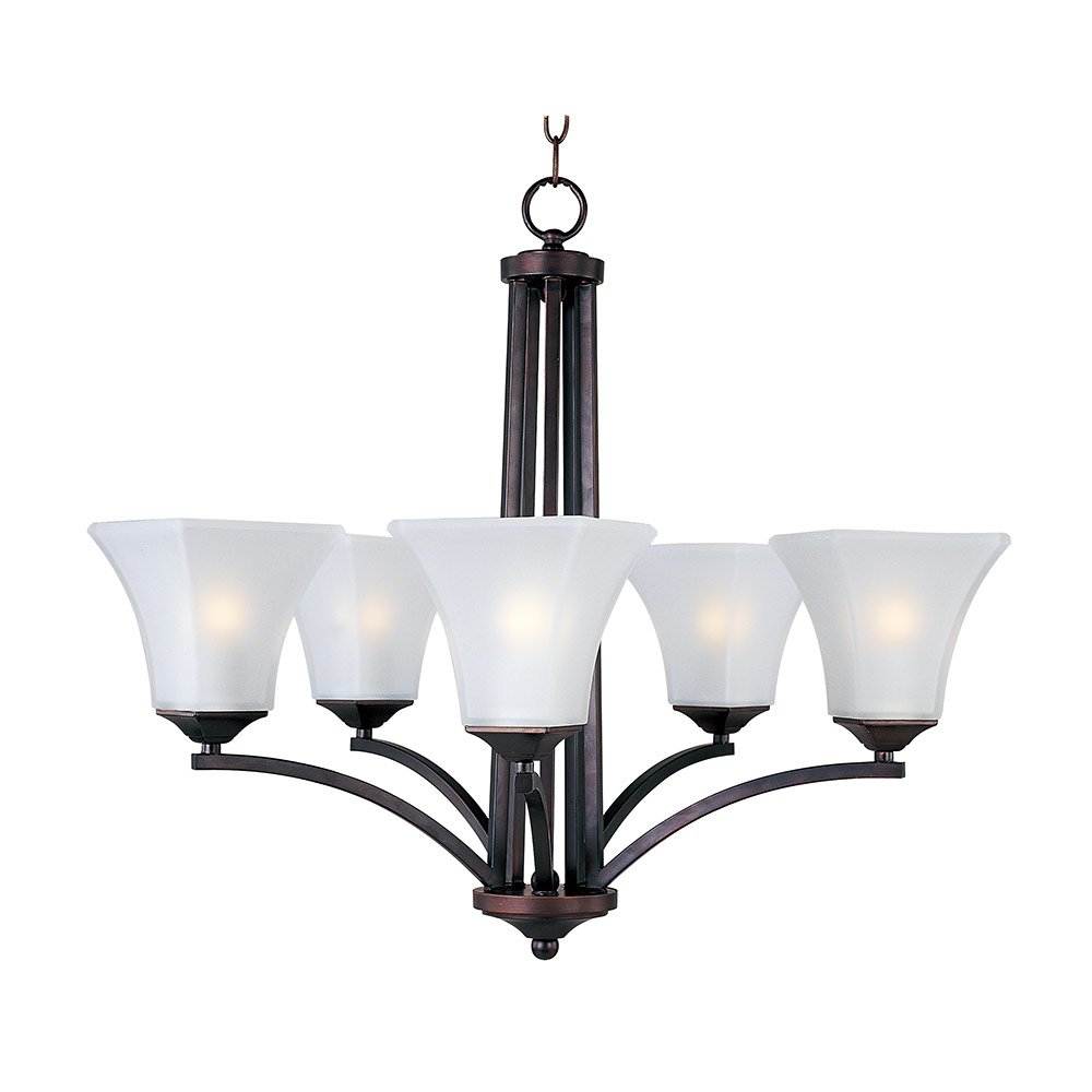 Maxim Lighting 26" 5-Light Chandelier in Oil Rubbed Bronze with Frosted Glass