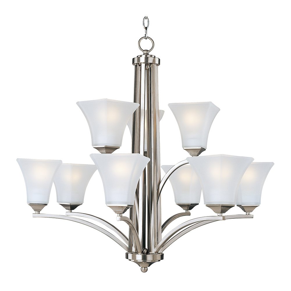 Maxim Lighting 31 1/2" 9-Light Chandelier in Satin Nickel with Frosted Glass