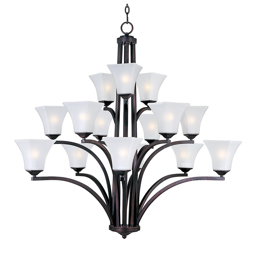 Maxim Lighting 45" 15-Light Chandelier in Oil Rubbed Bronze with Frosted Glass