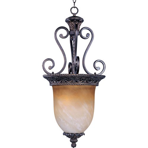 Maxim Lighting 15" 2-Light Invert Bowl Pendant in Oil Rubbed Bronze with Vintage Amber Glass
