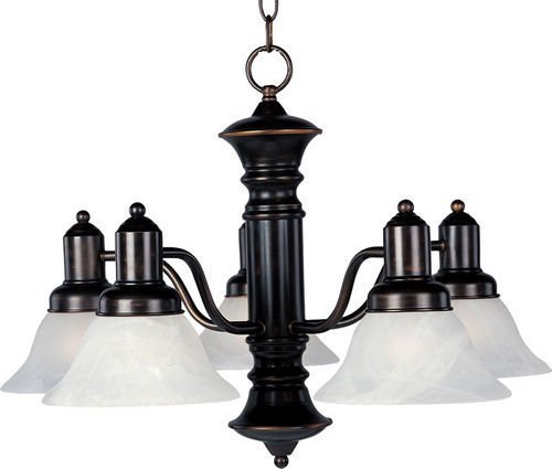 Maxim Lighting 24 3/4" 5-Light Chandelier in Oil Rubbed Bronze with Marble Glass