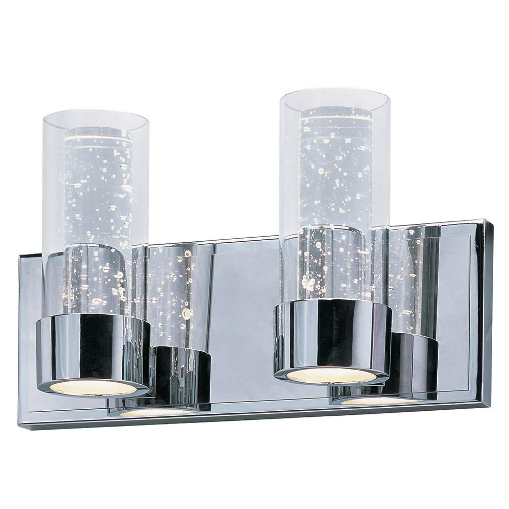 Maxim Lighting Double LED Vanity in Polished Chrome with Clear Glass