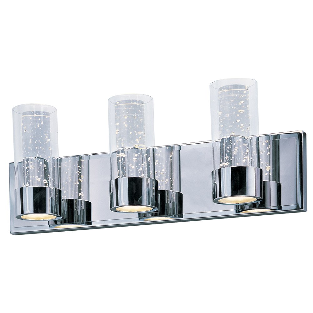 Maxim Lighting Triple LED Vanity in Polished Chrome with Clear Glass