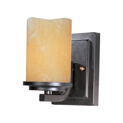 Maxim Lighting 5" 1-Light Wall Sconce in Rustic Ebony with Stone Candle Glass