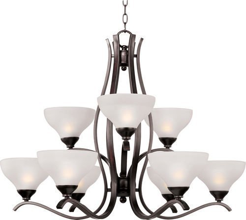 Maxim Lighting 34" 9-Light Chandelier in Oil Rubbed Bronze with Frosted Glass